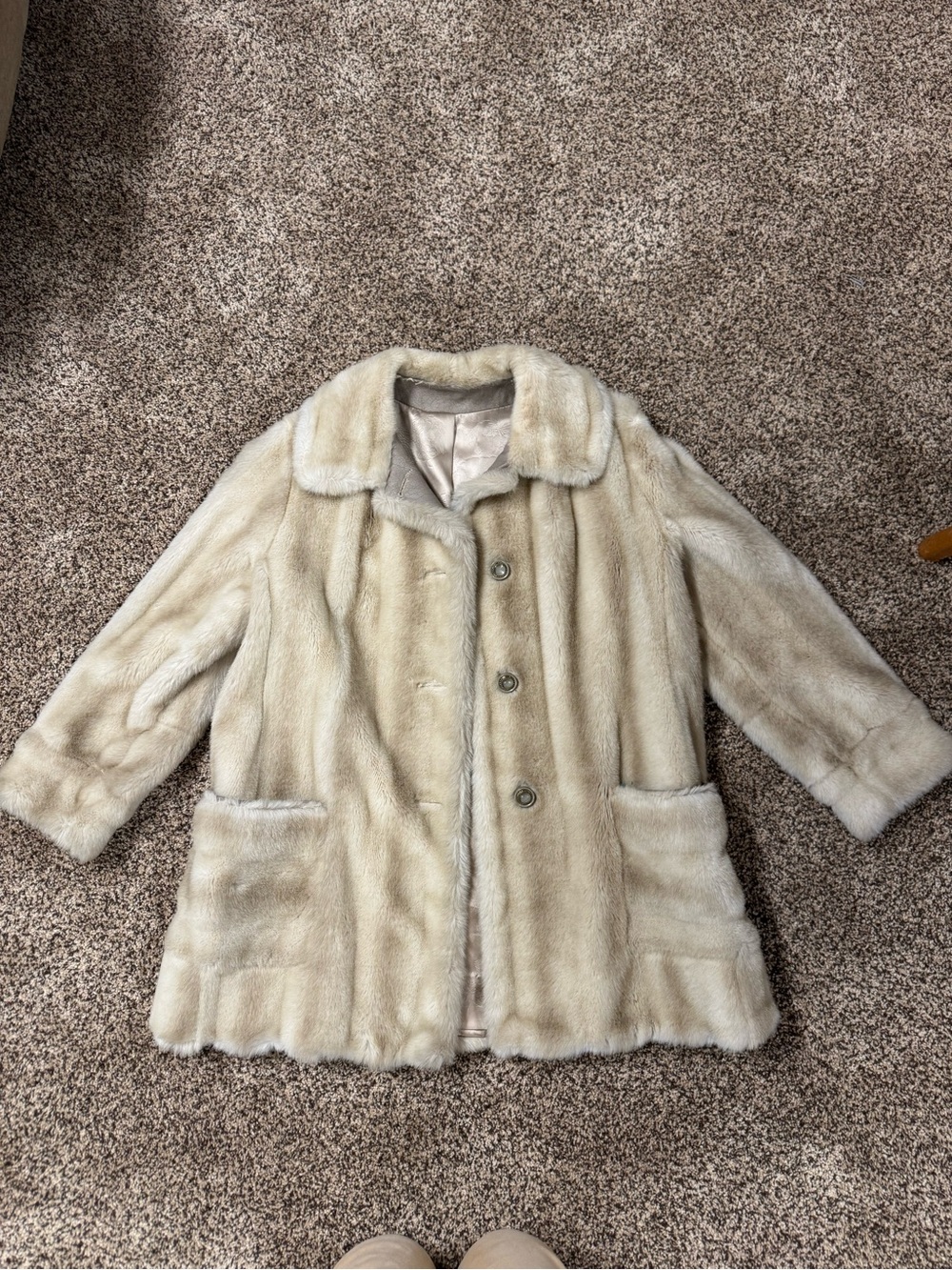 Women's Cream Teddy Jacket - Plush Button-Front Coat